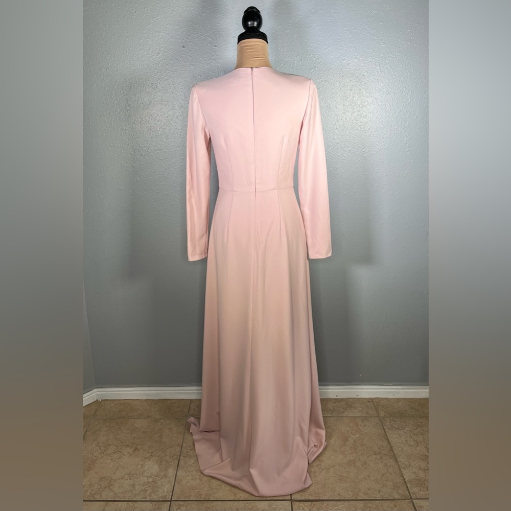 Kay Unger Blush Pink Long Sleeve Embellished Maxi Dress - Picture 4 of 13